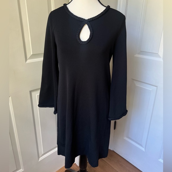 Shoshanna Black Braided Keyhole Knit Sweater Dress Size Medium - Picture 1 of 5